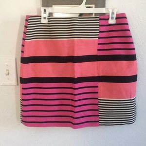 LOFT Pink fuchsia and black striped pencil skirt